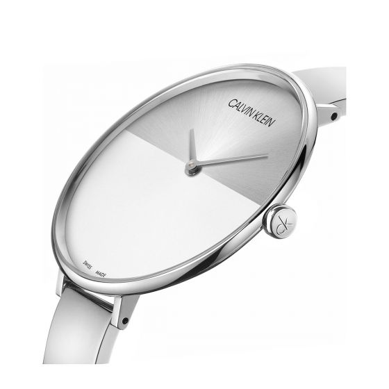 Shop Authentic Calvin Klein Full Moon White Dial White Leather Strap Watch for Women - K8Y231L6 - Luxxuri