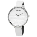  Shop Authentic Calvin Klein Rise White Grey Dial White Leather Strap Watch for Women - K7A231L6 - Luxxuri