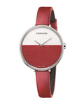  Shop Authentic Calvin Klein Rise Yellow Red Dial Red Leather Strap Watch for Women - K7A231UP - Luxxuri