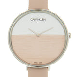  Shop Authentic Calvin Klein Rise White Beige Dial Beige Leather Strap Watch for Women - K7A231XH - Luxxuri
