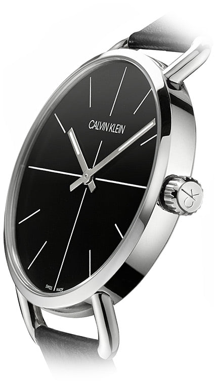 Shop Authentic Calvin Klein Evan Black Dial Black Leather Strap Watch for Men - K7B211CZ - Luxxuri