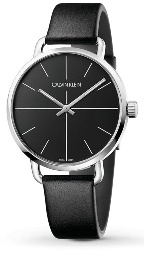  Shop Authentic Calvin Klein Evan Black Dial Black Leather Strap Watch for Men - K7B211CZ - Luxxuri