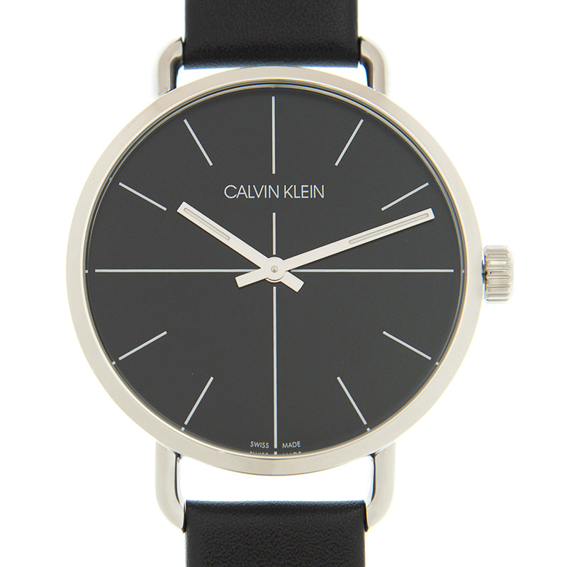  Shop Authentic Calvin Klein Evan Black Dial Black Leather Strap Watch for Men - K7B211CZ - Luxxuri