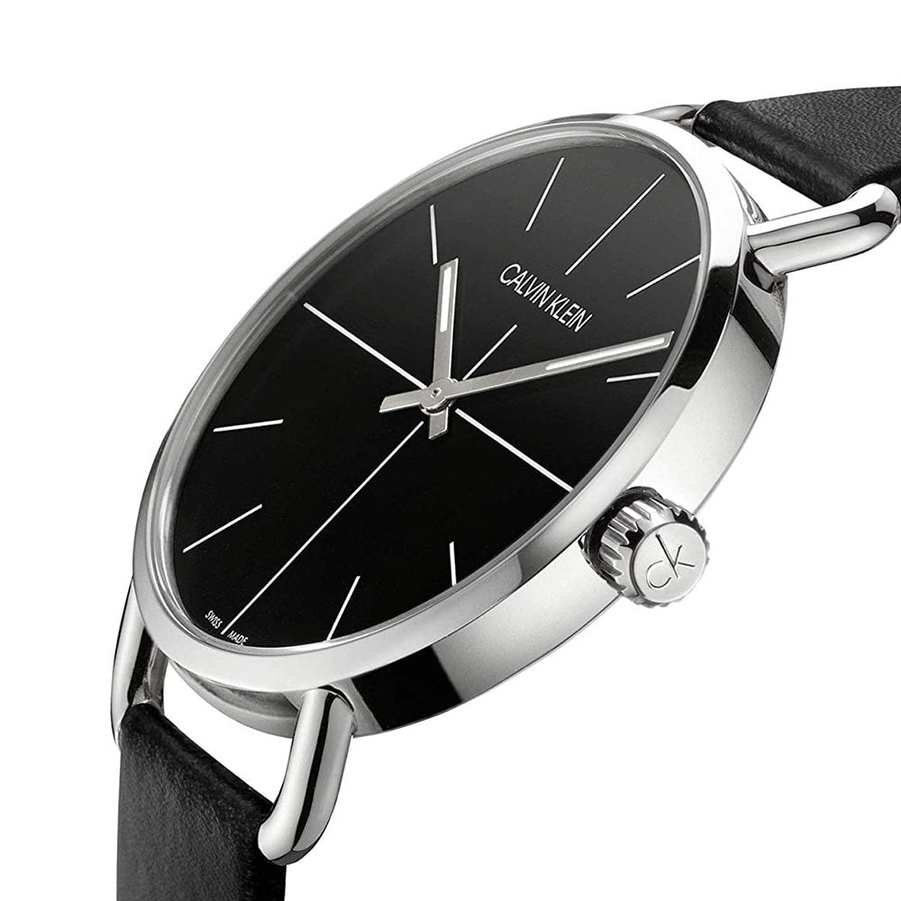  Shop Authentic Calvin Klein Evan Black Dial Black Leather Strap Watch for Men - K7B211CZ - Luxxuri