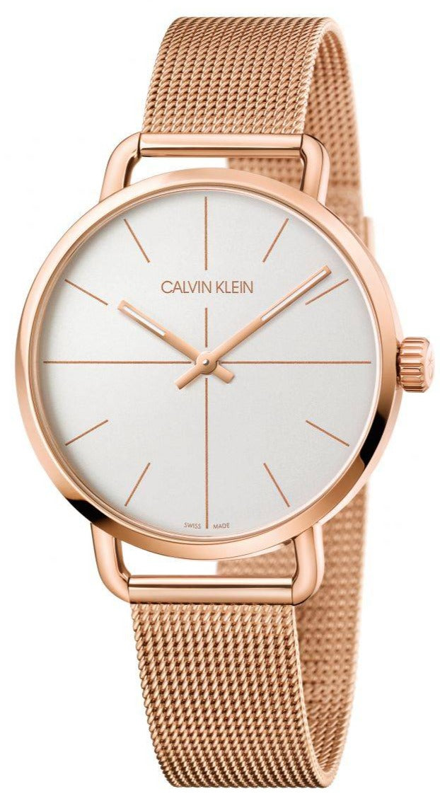  Shop Authentic Calvin Klein Even White Dial Rose Gold Mesh Bracelet Watch for Women - K7B21626 - Luxxuri