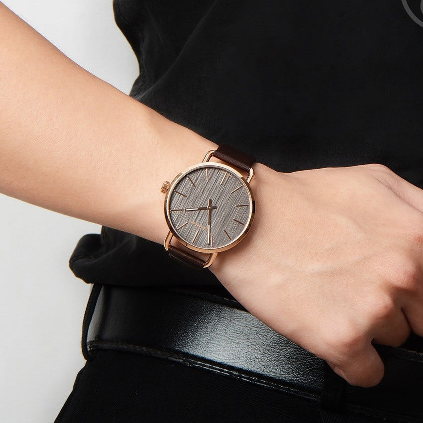  Shop Authentic Calvin Klein Even Grey Dial Brown Leather Strap Watch for Women - K7B216G3 - Luxxuri
