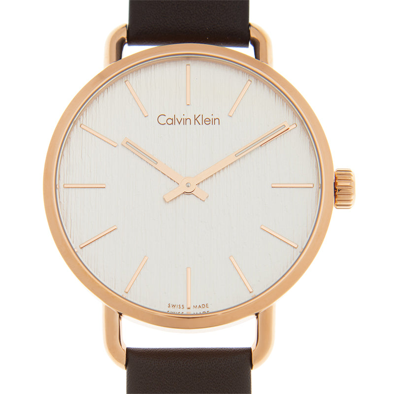  Shop Authentic Calvin Klein Even Silver Dial Brown Leather Strap Watch for Men - K7B216G6 - Luxxuri