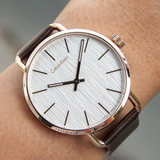  Shop Authentic Calvin Klein Even Silver Dial Brown Leather Strap Watch for Men - K7B216G6 - Luxxuri