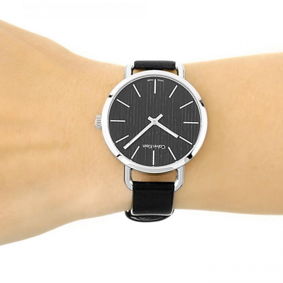  Shop Authentic Calvin Klein Even Black Dial Black Leather Strap Watch for Women - K7B231C1 - Luxxuri