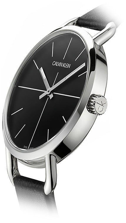  Shop Authentic Calvin Klein Even Black Dial Black Leather Strap Watch for Women  - K7B231CZ - Luxxuri