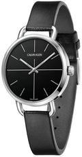  Shop Authentic Calvin Klein Even Black Dial Black Leather Strap Watch for Women  - K7B231CZ - Luxxuri