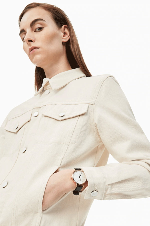  Shop Authentic Calvin Klein Even White Dial Black Leather Strap Watch for Women - K7B236C6 - Luxxuri