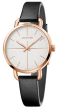  Shop Authentic Calvin Klein Even White Dial Black Leather Strap Watch for Women - K7B236C6 - Luxxuri