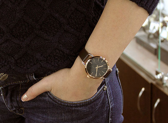  Shop Authentic Calvin Klein Even Grey Dial Brown Leather Strap Watch for Women - K7B236G3 - Luxxuri