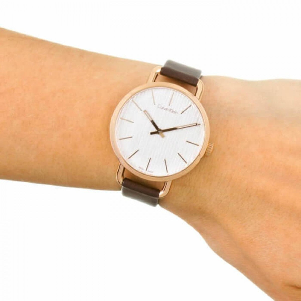  Shop Authentic Calvin Klein Even White Dial Brown Leather Strap Watch for Women - K7B236G6 - Luxxuri