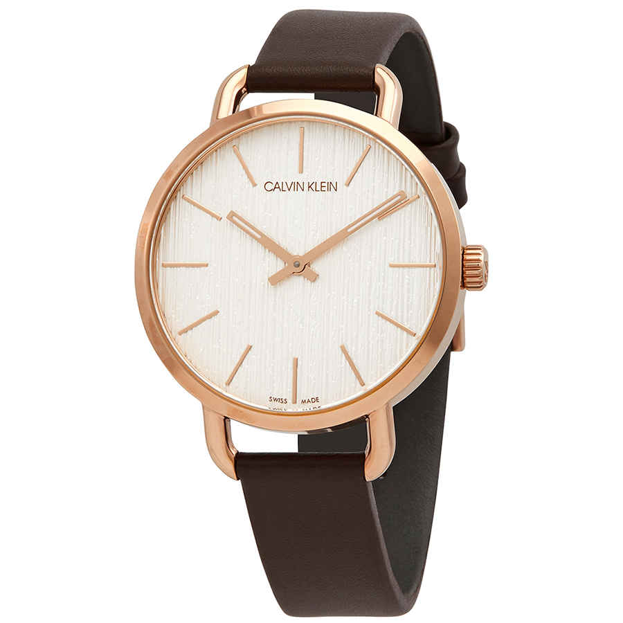  Shop Authentic Calvin Klein Even White Dial Brown Leather Strap Watch for Women - K7B236G6 - Luxxuri