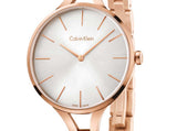  Shop Authentic Calvin Klein Graphic Silver Dial Rose Gold Steel Strap Watch for Women - K7E23646 - Luxxuri