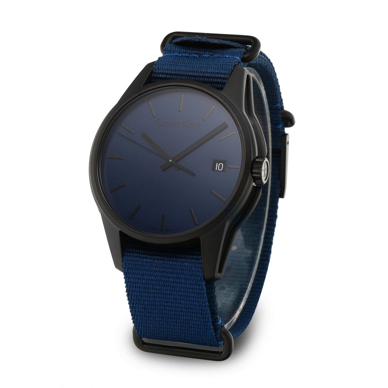  Shop Authentic Calvin Klein Tone Blue Dial Blue NATO Strap Watch for Men - K7K514VN - Luxxuri