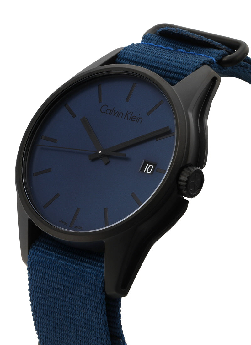  Shop Authentic Calvin Klein Tone Blue Dial Blue NATO Strap Watch for Men - K7K514VN - Luxxuri