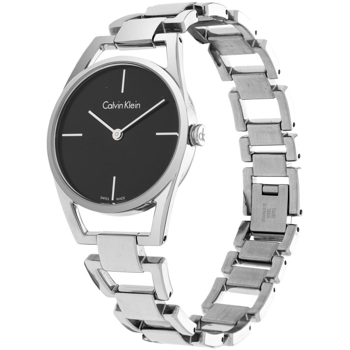  Shop Authentic Calvin Klein Dainty Black Dial Silver Steel Strap Watch for Women - K7L23141 - Luxxuri