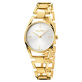  Shop Authentic Calvin Klein Stately Silver Dial Gold Steel Strap Watch for Women - K3G23526 - Luxxuri