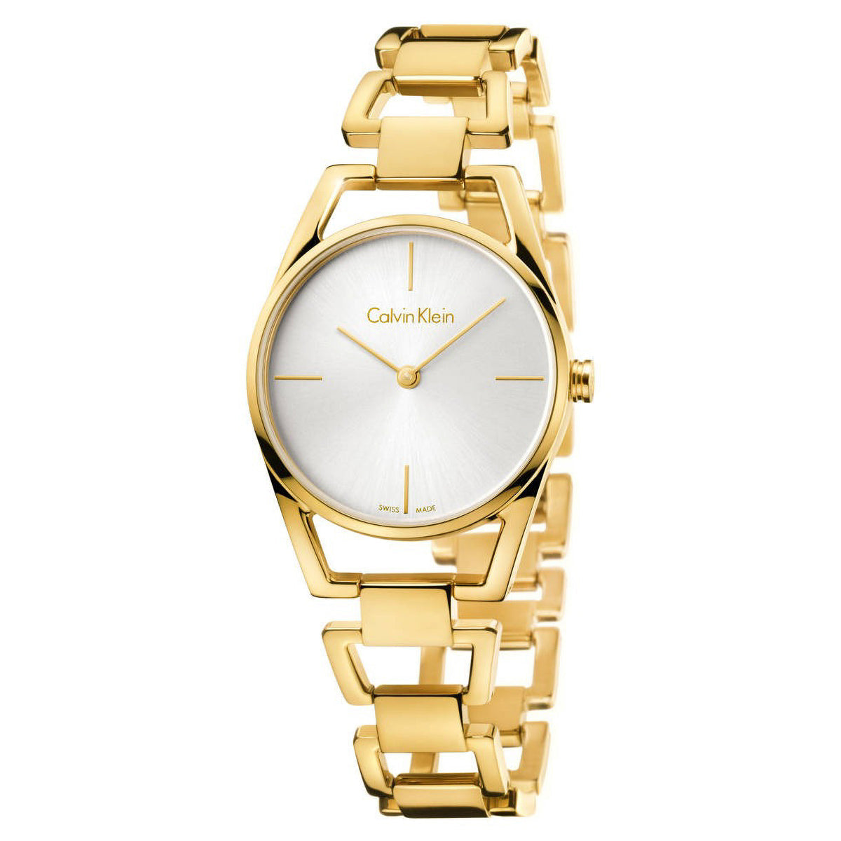  Shop Authentic Calvin Klein Stately Silver Dial Gold Steel Strap Watch for Women - K3G23526 - Luxxuri