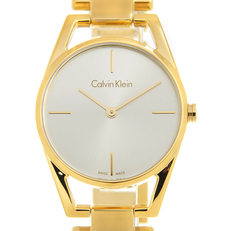  Shop Authentic Calvin Klein Dainty White Dial Gold Steel Strap Watch for Women - K7L23546 - Luxxuri