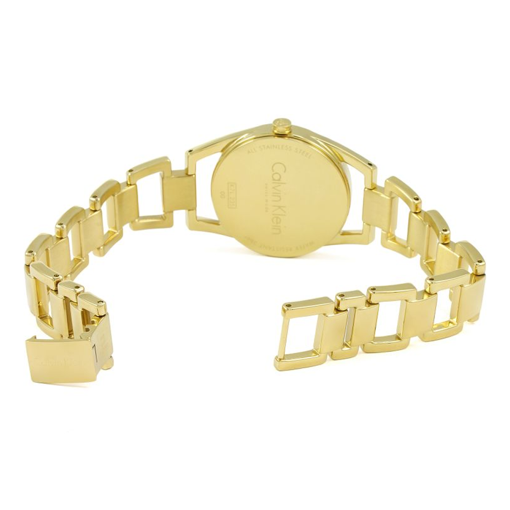  Shop Authentic Calvin Klein Dainty White Dial Gold Steel Strap Watch for Women - K7L23546 - Luxxuri
