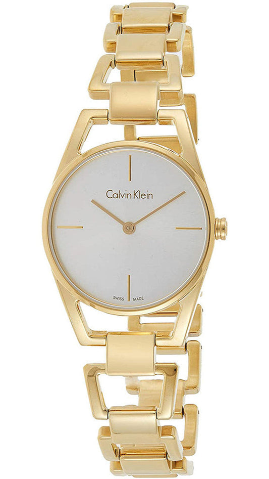  Shop Authentic Calvin Klein Dainty White Dial Gold Steel Strap Watch for Women - K7L23546 - Luxxuri