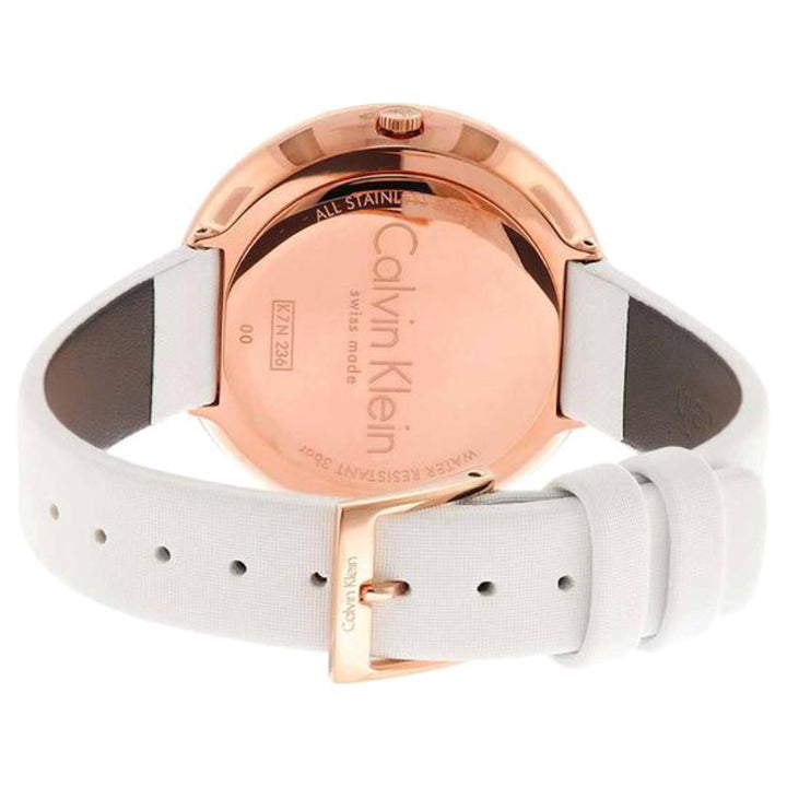  Shop Authentic Calvin Klein Chic White Dial White Leather Strap Watch for Women - K7N236K2 - Luxxuri