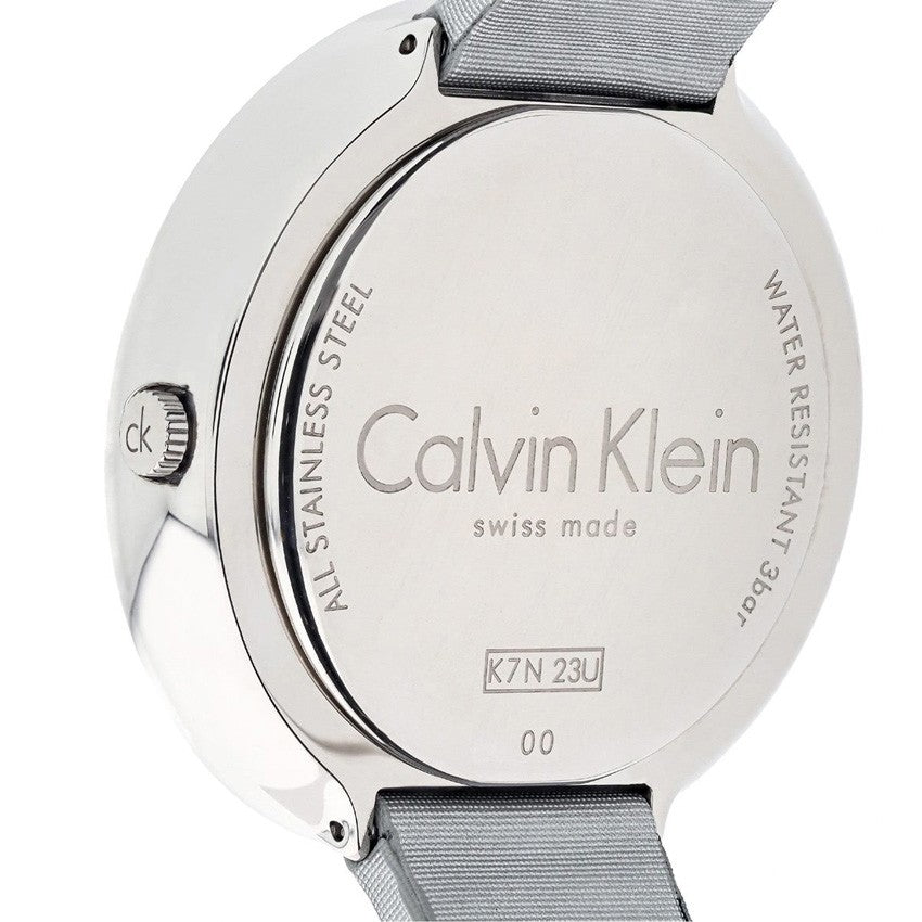  Shop Authentic Calvin Klein Chic Silver Dial White Leather Strap Watch for Women - K7N23UP8 - Luxxuri
