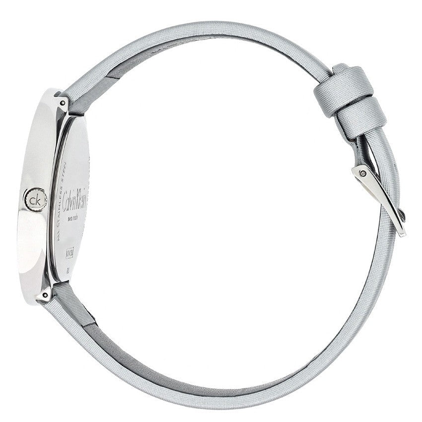  Shop Authentic Calvin Klein Chic Silver Dial White Leather Strap Watch for Women - K7N23UP8 - Luxxuri