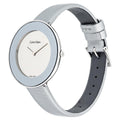  Shop Authentic Calvin Klein Chic Silver Dial White Leather Strap Watch for Women - K7N23UP8 - Luxxuri