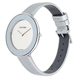  Shop Authentic Calvin Klein Chic Silver Dial White Leather Strap Watch for Women - K7N23UP8 - Luxxuri