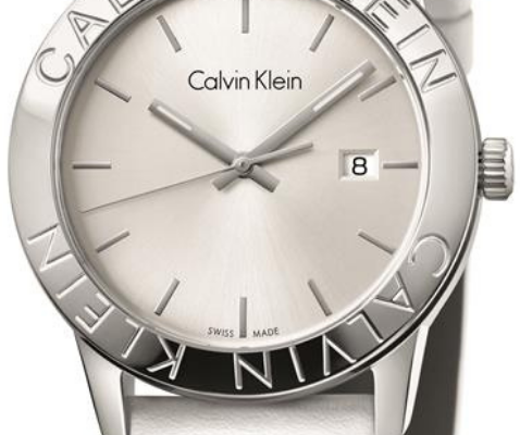  Shop Authentic Calvin Klein Steady Silver Dial White Leather Strap Watch for Women - K7Q211L6 - Luxxuri