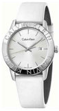  Shop Authentic Calvin Klein Steady Silver Dial White Leather Strap Watch for Women - K7Q211L6 - Luxxuri