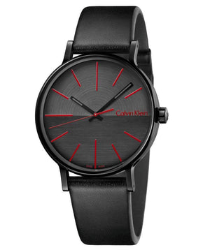  Shop Authentic Calvin Klein Boost Black Dial Black Leather Strap Watch for Men - K7Y214CY - Luxxuri