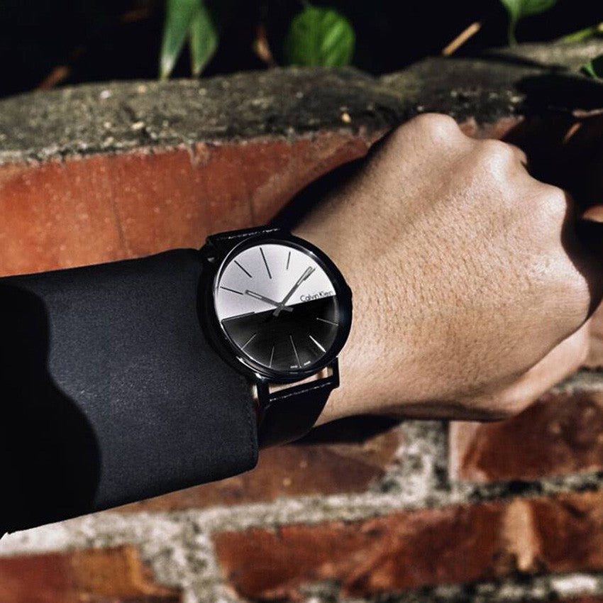  Shop Authentic Calvin Klein Boost White Black Dial Black Leather Strap Watch for Men - K7Y21CCX - Luxxuri