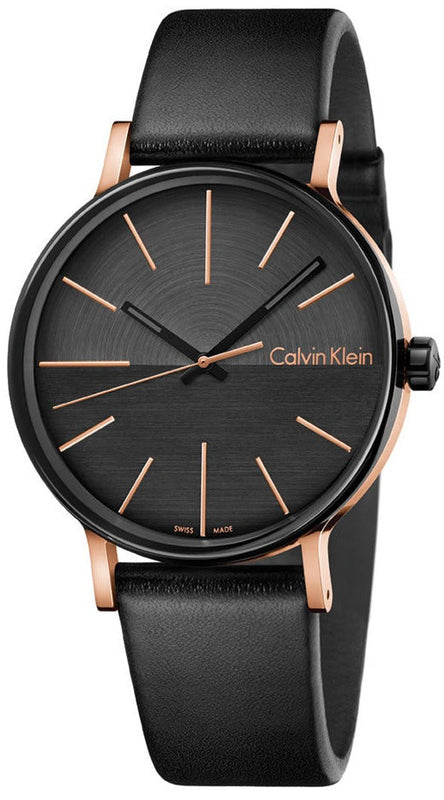  Shop Authentic Calvin Klein Boost Black Dial Black Leather Strap Watch for Men - K7Y21TCZ - Luxxuri