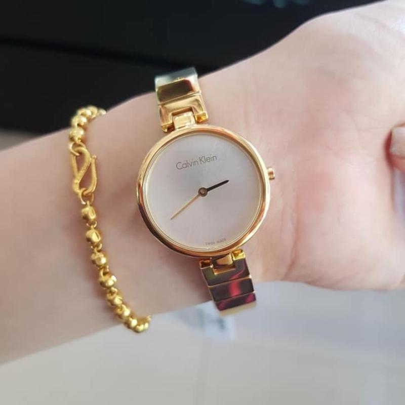  Shop Authentic Calvin Klein Authentic Silver Dial Gold Steel Strap Watch for Women - K8G23546 - Luxxuri