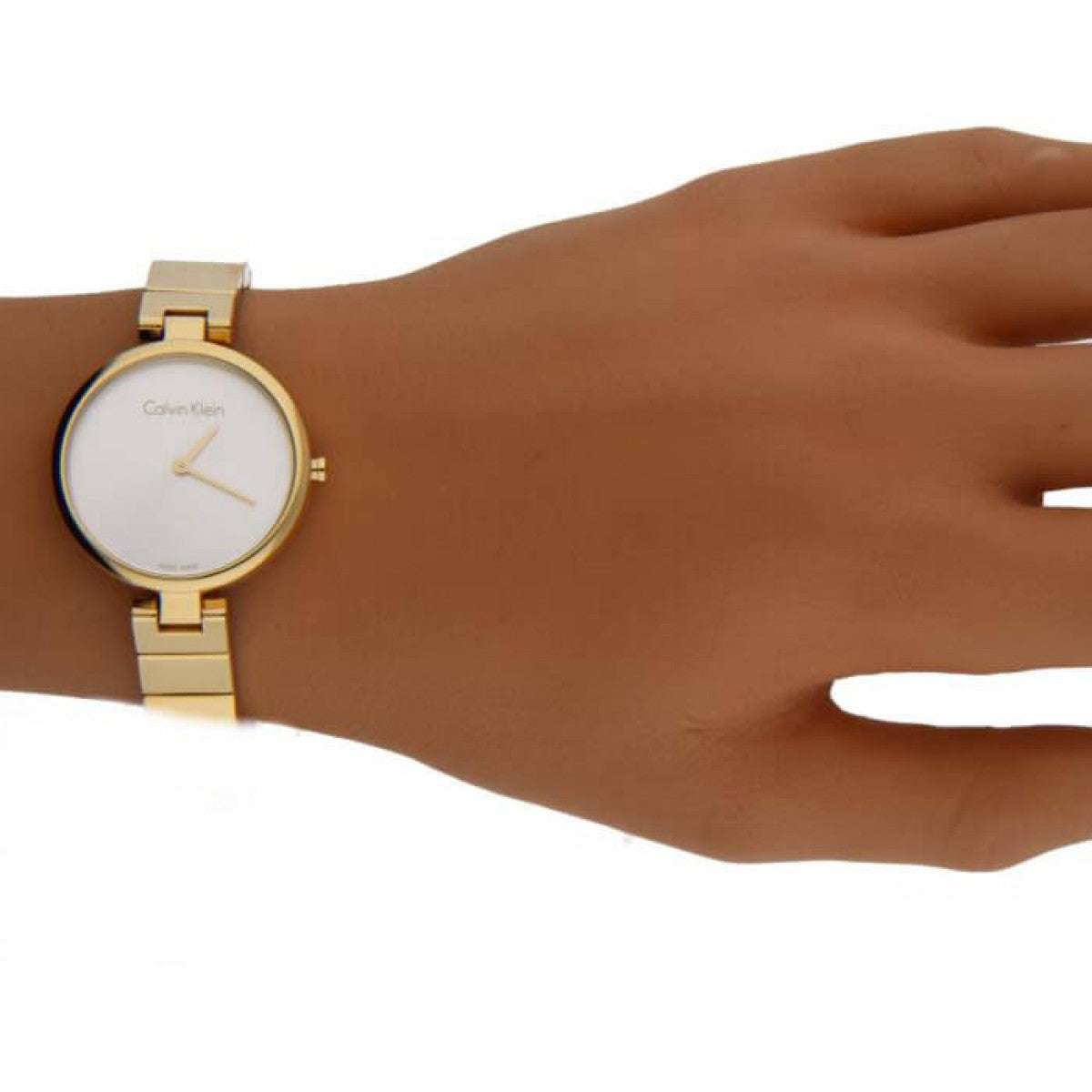  Shop Authentic Calvin Klein Authentic Silver Dial Gold Steel Strap Watch for Women - K8G23546 - Luxxuri