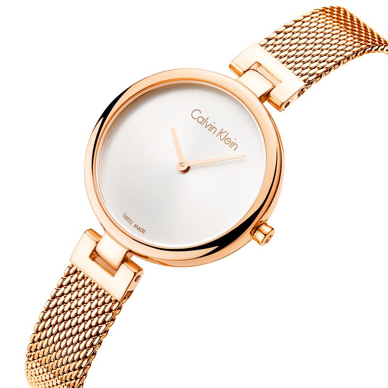  Shop Authentic Calvin Klein Authentic Silver Dial Rose Gold Mesh Bracelet Watch for Women - K8G23626 - Luxxuri
