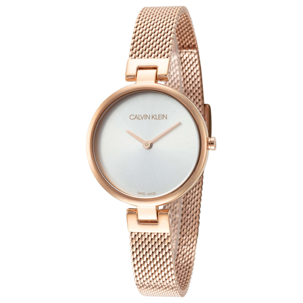  Shop Authentic Calvin Klein Authentic Silver Dial Rose Gold Mesh Bracelet Watch for Women - K8G23626 - Luxxuri