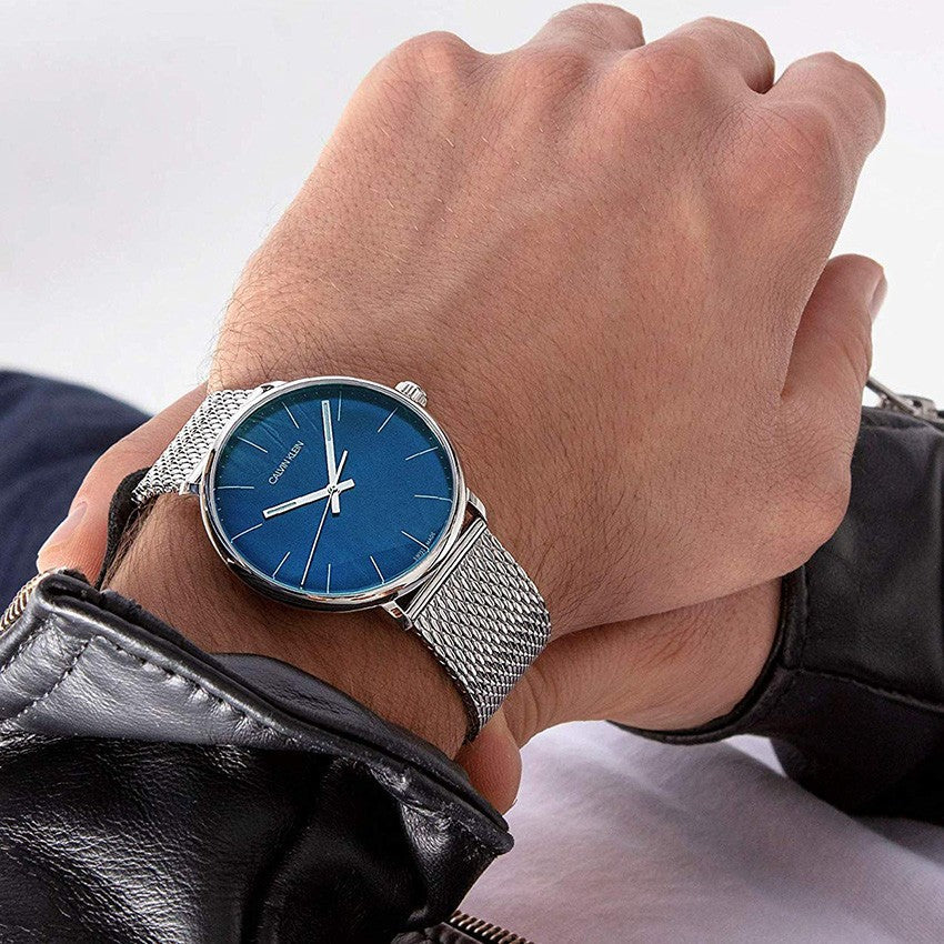  Shop Authentic Calvin Klein High Noon Chronograph Blue Dial Silver Mesh Bracelet Watch for Men - K8M2712N - Luxxuri