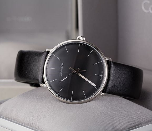  Shop Authentic Calvin Klein High Noon Quartz Black Dial Black Leather Strap Watch for Men - K8M211C1 - Luxxuri