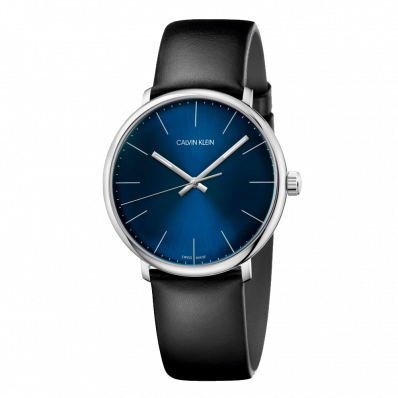  Shop Authentic Calvin Klein High Noon Quartz Blue Dial Black Leather Strap Watch for Men - K8M211CN - Luxxuri