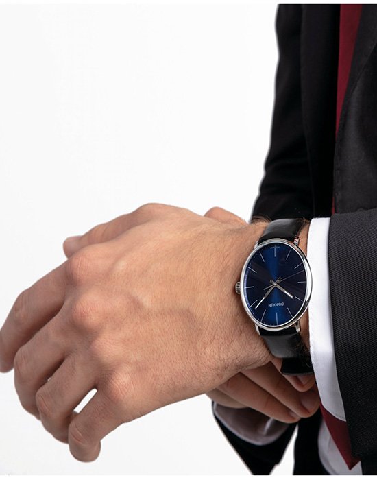  Shop Authentic Calvin Klein High Noon Quartz Blue Dial Black Leather Strap Watch for Men - K8M211CN - Luxxuri