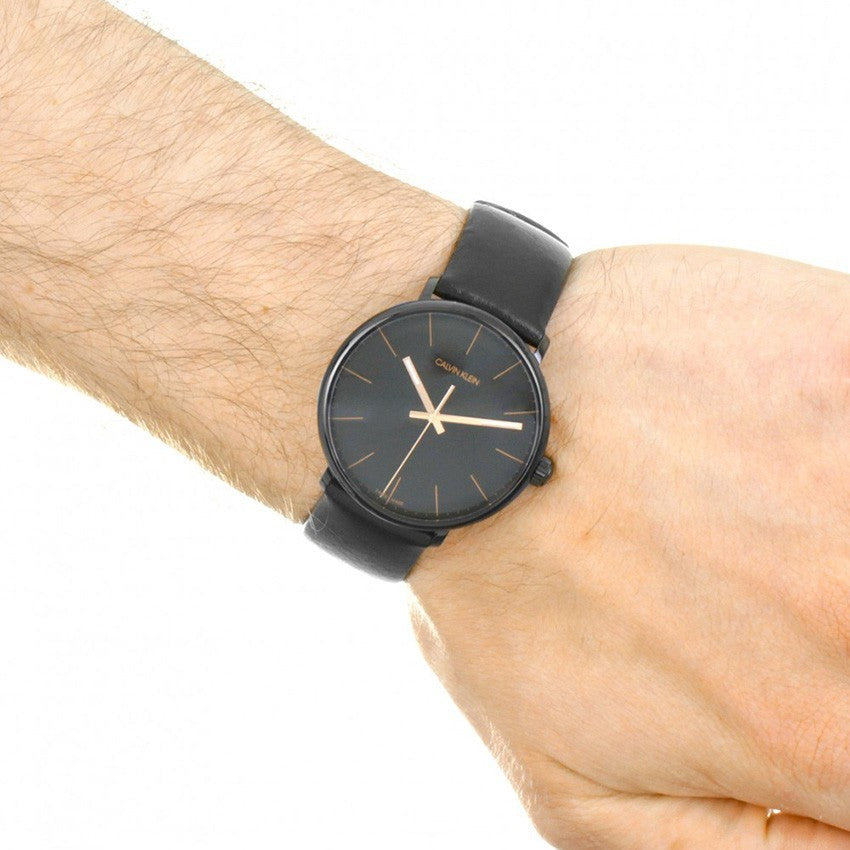  Shop Authentic Calvin Klein High Noon Quartz Black Dial Black Leather Strap Watch for Men - K8M214CB - Luxxuri