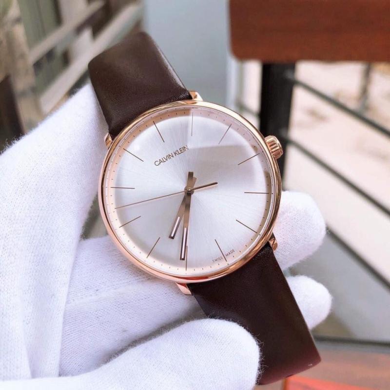  Shop Authentic Calvin Klein High Noon Silver Dial Brown Leather Strap Watch for Men - K8M216G6 - Luxxuri