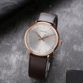  Shop Authentic Calvin Klein High Noon Silver Dial Brown Leather Strap Watch for Men - K8M216G6 - Luxxuri